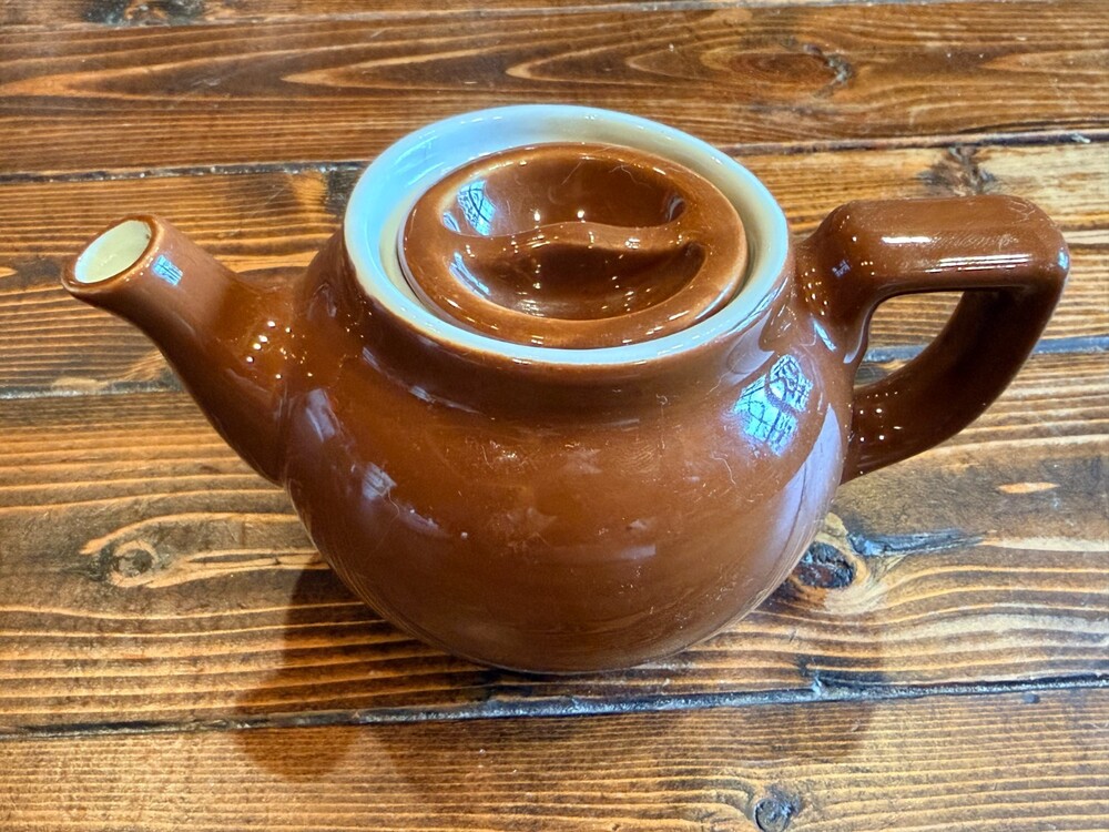 Vintage Hall China Brown Teapot with Lid Made in USA Mid Century Restaurant Ware